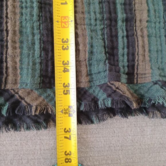 Eileen Fisher Dress Women M Green Striped Gauzy Casual Minimalist V Neck Coastal - Picture 8 of 9